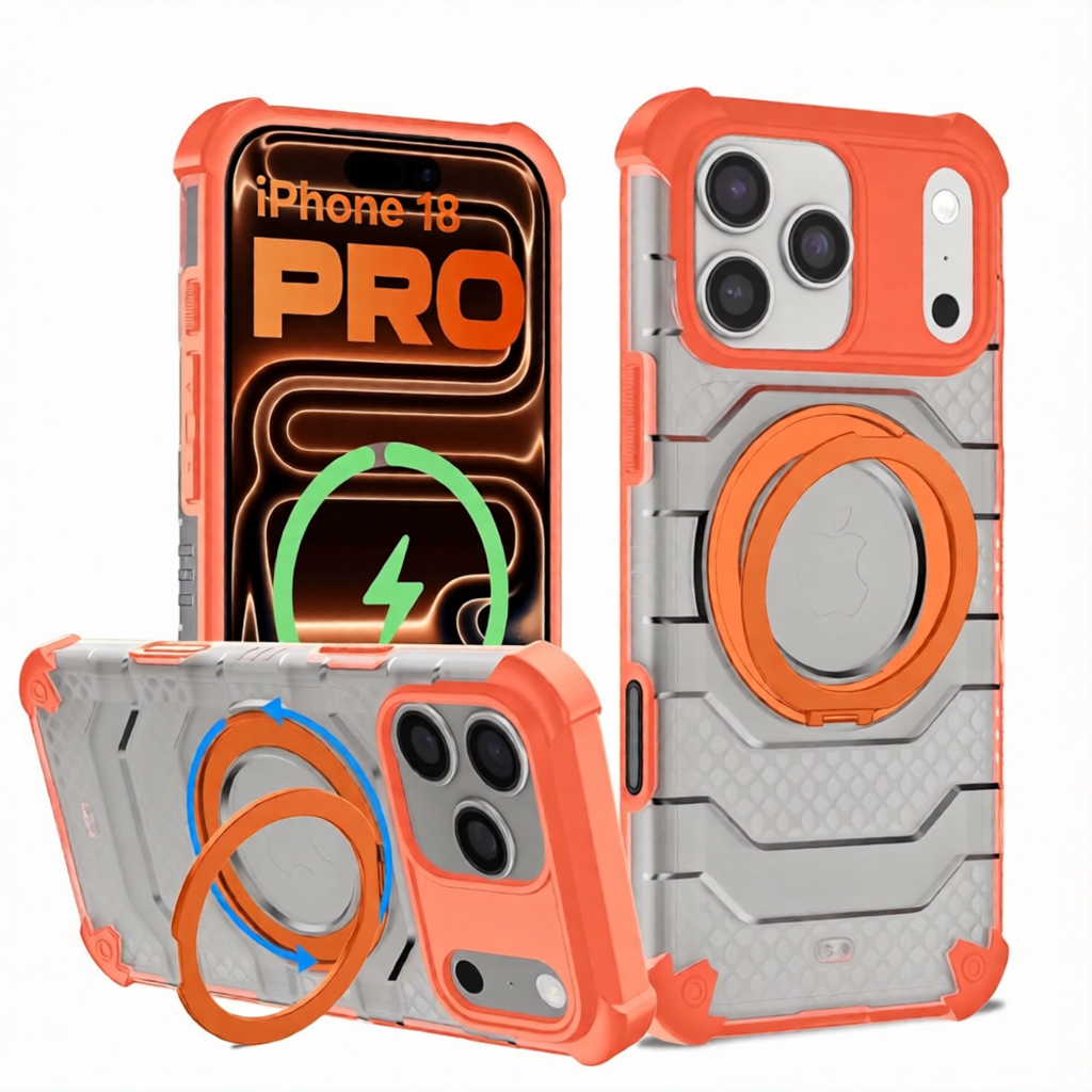 Apple iPhone 18 Pro (6.3 inch) Back Cover | Explorer Series, [Magsafe Compatible With Ring], Cosmic Orange