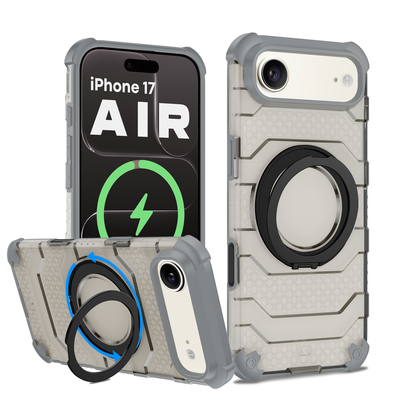 Apple iPhone 17 Air, iPhone Air (6.9 inch) Back Cover | Explorer MagSnap Series With 360° Ring Stand, Cloud White (Grey)