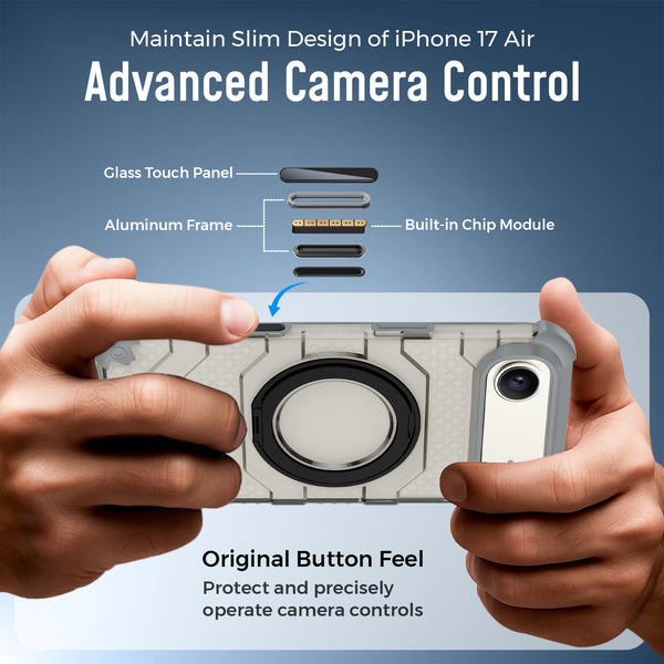 Apple iPhone 17 Air, iPhone Air (6.9 inch) Back Cover | Explorer MagSnap Series With 360° Ring Stand, Cloud White (Grey)
