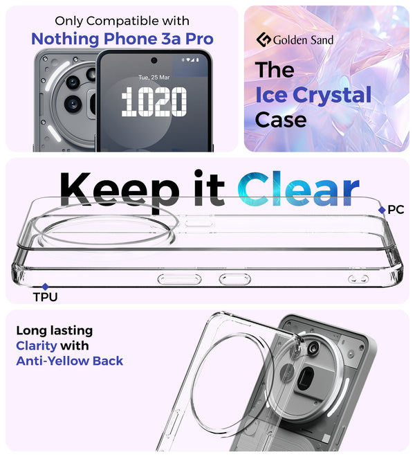 Nothing Phone 3a Pro 5G (6.77 inch) Back Cover | Ice Crystal Series, Crystal Clear