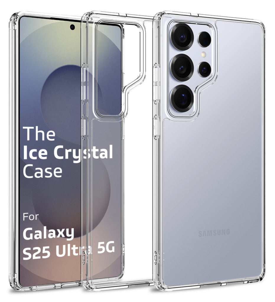 Ice Crystal Series Hybrid Transparent PC Military Grade TPU Back Cover for Samsung Galaxy S25 Ultra 5G, 6.8 inch, Crystal Clear