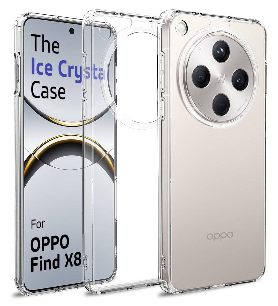 Ice Crystal Series Hybrid Transparent PC Military Grade TPU Back Cover for Oppo Find X8 5G, 6.59 inch, Crystal Clear