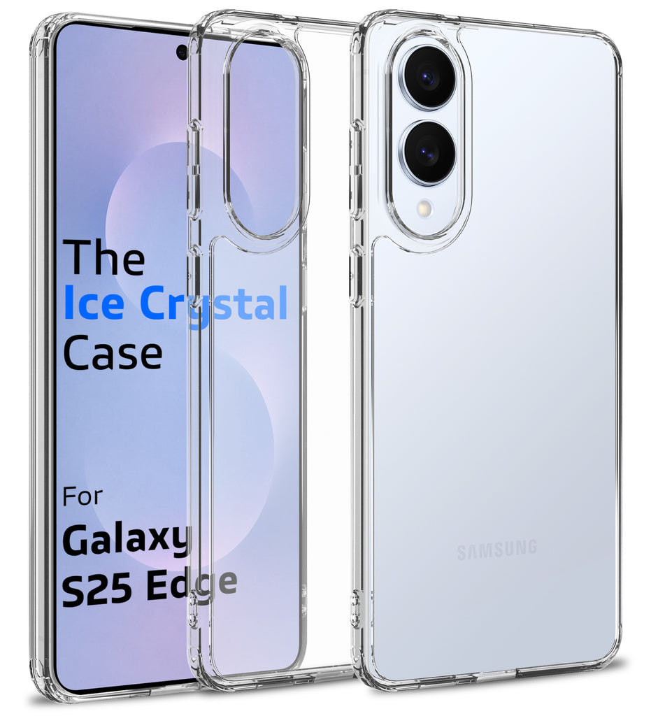 Ice Crystal Series Hybrid Transparent PC Military Grade TPU Back Cover for Samsung Galaxy S25 Edge 5G, 6.66 inch, Crystal Clear