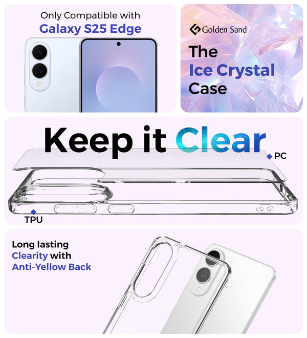 Samsung Galaxy S25 Edge 5G (6.66 inch) Back Cover | Ice Crystal Series, Crystal Clear
