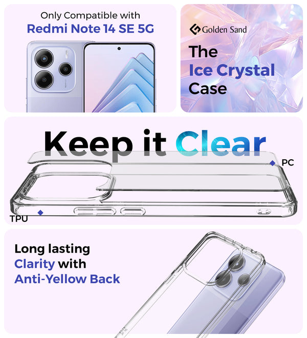Redmi Note 14 SE 5G (6.67 inch) Back Cover | Ice Crystal Series, Crystal Clear