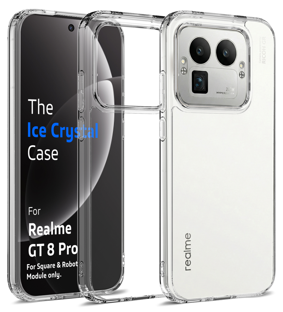Realme GT 8 Pro 5G, Realme GT 8 Pro Dream Edition, [Compatible With Only Square & Robot Camera Module], (6.79 inch) Back Cover | Ice Crystal Series, Crystal Clear