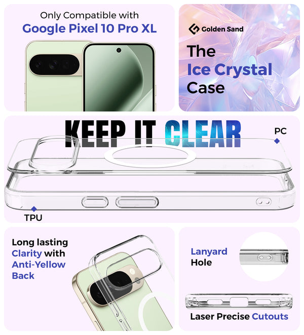 Google Pixel 10 Pro XL 5G (6.8 inch) Back Cover | Ice Crystal MagSnap Series, Crystal Clear