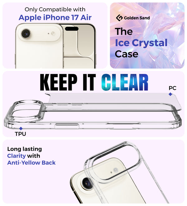 Apple iPhone Air, iPhone 17 Air 5G (6.9 inch) Back Cover | Ice Crystal Series, Crystal Clear