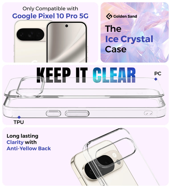 Google Pixel 10 Pro 5G (6.3 inch) Back Cover | Ice Crystal Series, Crystal Clear