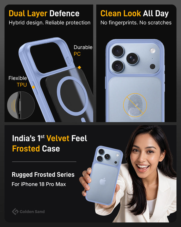 Apple iPhone 18 Pro Max 5G (6.9 inch) Back Cover | Rugged Frosted MagSnap Series, Glacier Blue