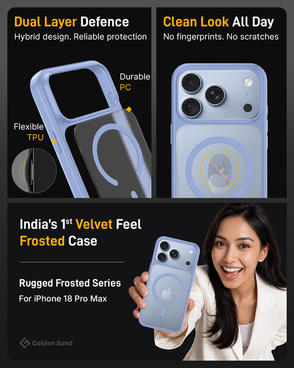 Apple iPhone 18 Pro Max 5G (6.9 inch) Back Cover | Rugged Frosted MagSnap Series, Glacier Blue