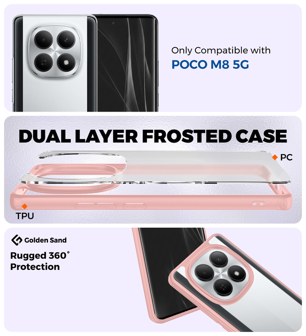 POCO M8 5G (6.77 inch) Back Cover | Rugged Frosted Series, Pink
