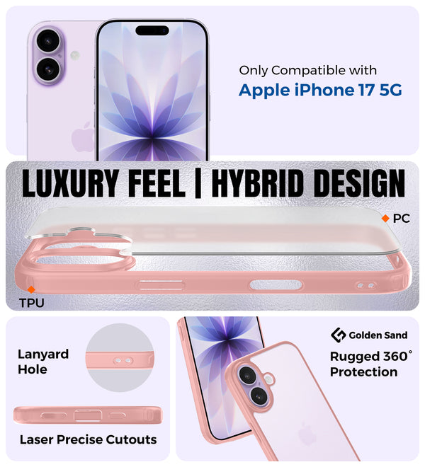 Apple iPhone 17 5G (6.3 inch) Back Cover | Rugged Frosted Series, Mist Pink