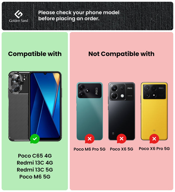 Redmi 13C 4G/ 5G, Poco M6 5G, Poco C65 4G (6.74 inch) Back Cover | Vegan Leather Series, Black