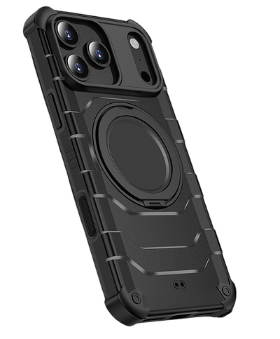 Apple iPhone 17 Pro (6.3 inch) Back Cover | Explorer 2.0 [SolidX] MagSnap Series, With 360° Ring Stand, Deep Black