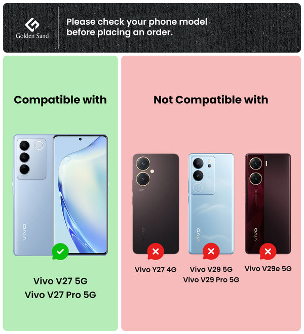 Vivo V27 5G, Vivo V27 Pro 5G (6.78 inch) Back Cover | Vegan Leather Series, Black