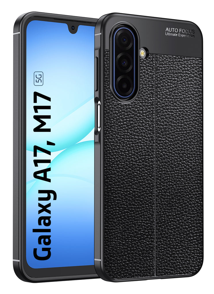 Samsung Galaxy A17 5G, Samsung Galaxy M17 5G (6.7 inch) Back Cover | Vegan Leather Series, Black