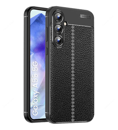 Samsung Galaxy A55 5G, 6.6 inch Leather Texture Back Cover