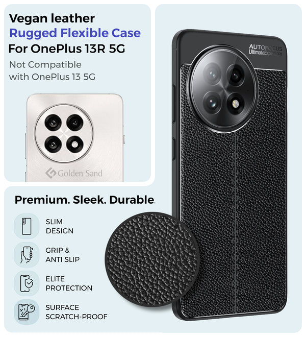 OnePlus 13R 5G (6.78 inch) Back Cover | Vegan Leather Series, Black