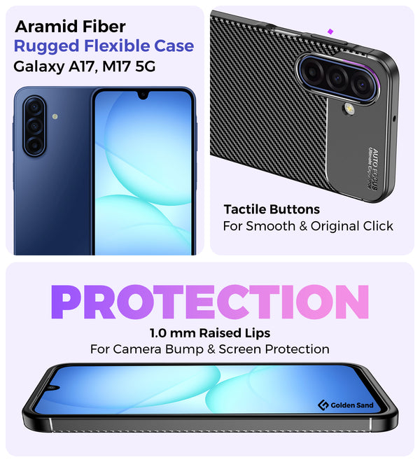 Samsung Galaxy A17 5G, Samsung Galaxy M17 5G (6.7 inch) Back Cover | Aramid Fiber Series, Black