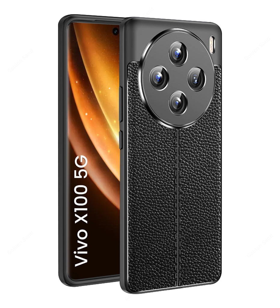 Leather Armor TPU Series Shockproof Armor Back Cover for Vivo X100 5G, 6.78 inch, Black