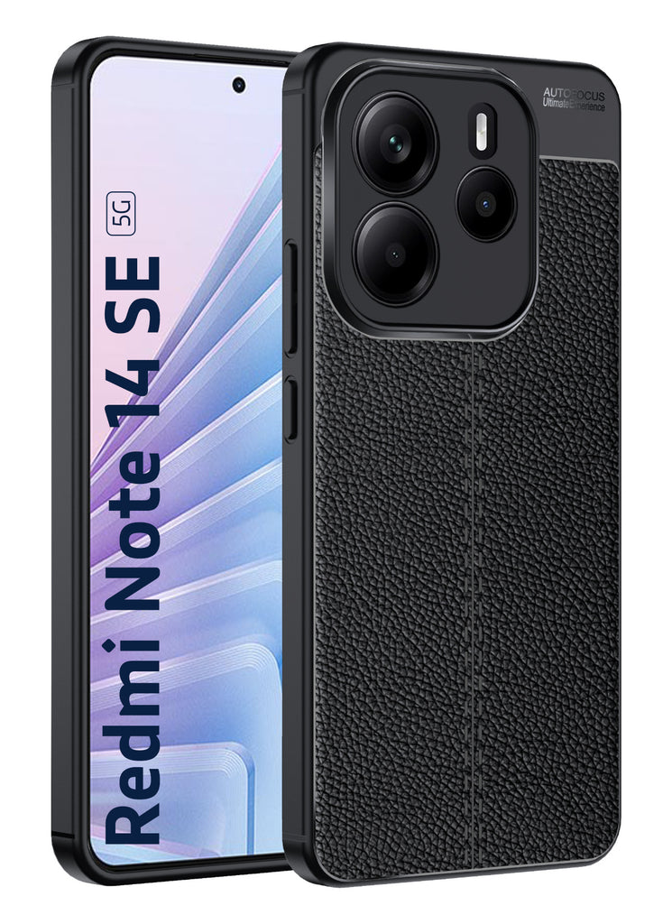 Leather Armor TPU Series Shockproof Armor Back Cover for Redmi Note 14 SE 5G, 6.67 inch, Black