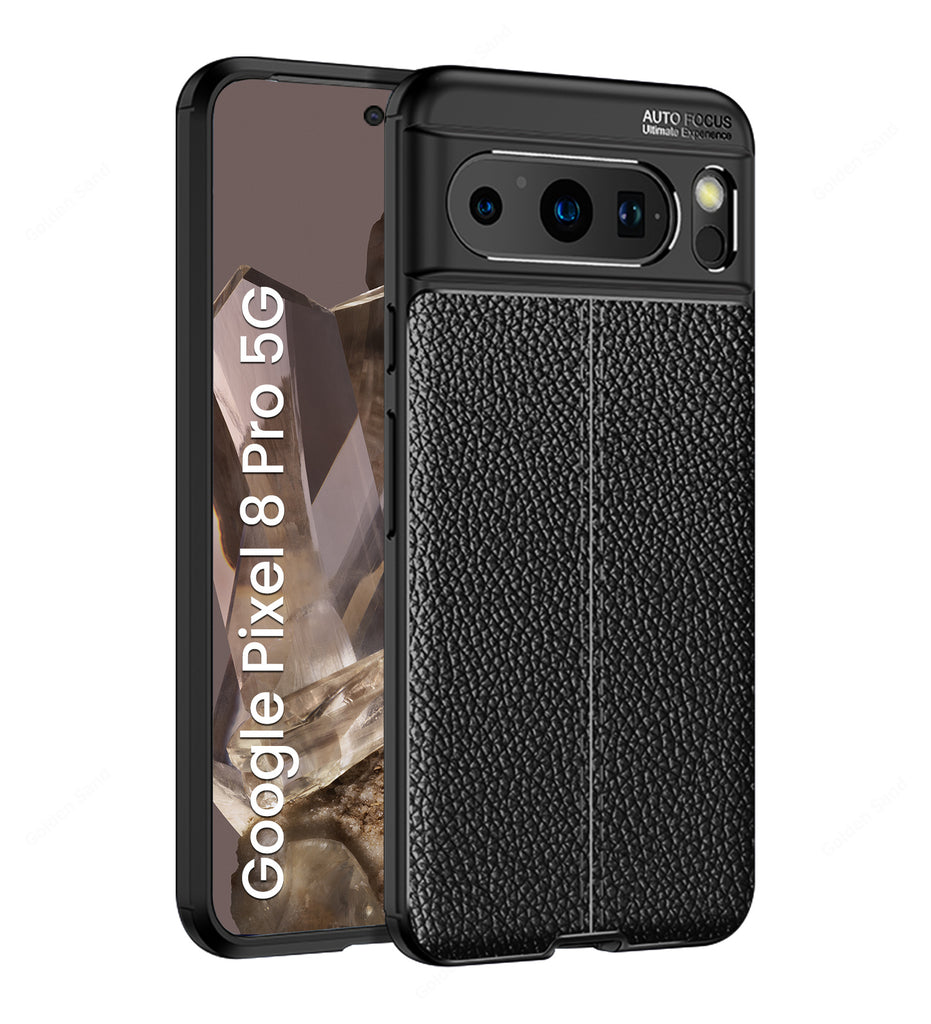 Leather Armor TPU Series Shockproof Armor Back Cover for Google Pixel 8 Pro 5G, 6.7 inch, Black