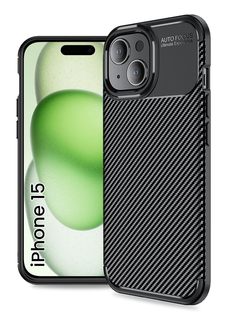 Aramid Fibre Series Shockproof Armor Back Cover for Apple iPhone 15, 6.1 inch, Black