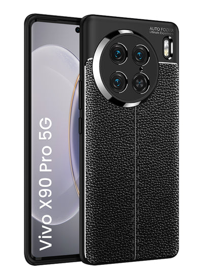 Vivo X90 Pro 5G (6.78 inch) Back Cover | Vegan Leather Series, Black
