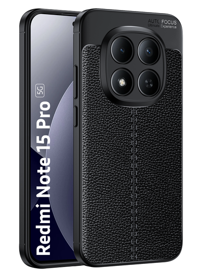 Redmi Note 15 Pro 5G (6.83 inch) Back Cover | Vegan Leather Series, Carbon Black