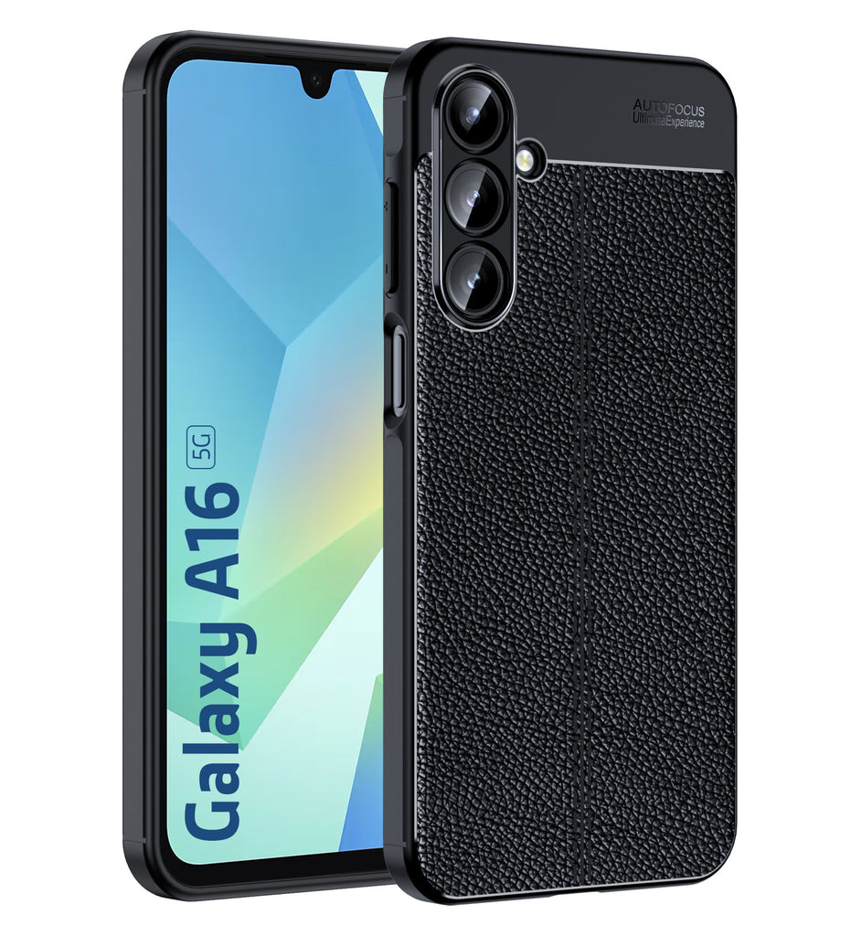 Leather Armor TPU Series Shockproof Armor Back Cover for Samsung Galaxy A16 5G, 6.7 inch, Black