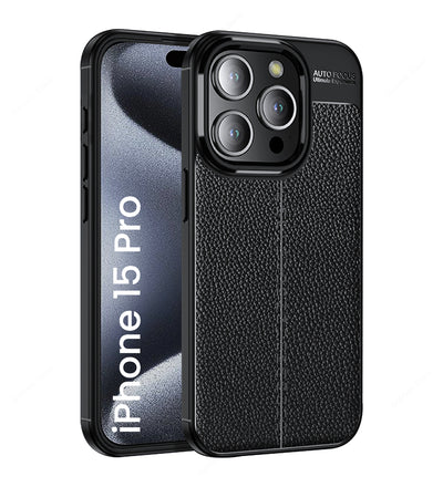 Apple iPhone 15 Pro (6.1 inch) Back Cover | Vegan Leather Series, Black