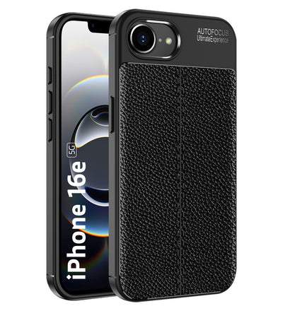 Apple iPhone 16e (6.1 inch) Back Cover | Vegan Leather Series, Black