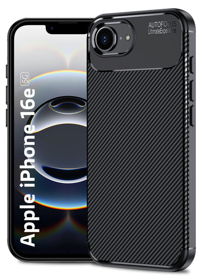 Aramid Fibre Rugged Flexible TPU Series Shockproof Armor Back Cover for Apple iPhone 16e, 6.1 inch, Black