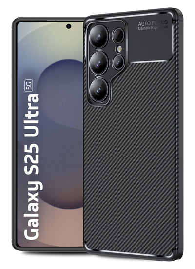 Aramid Fibre Rugged Flexible TPU Series Shockproof Armor Back Cover for Samsung Galaxy S25 Ultra 5G, 6.9 inch, Black