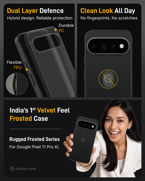 Google Pixel 11 Pro XL 5G (6.8 inch) Back Cover | Rugged Frosted Series, Obsidian Black