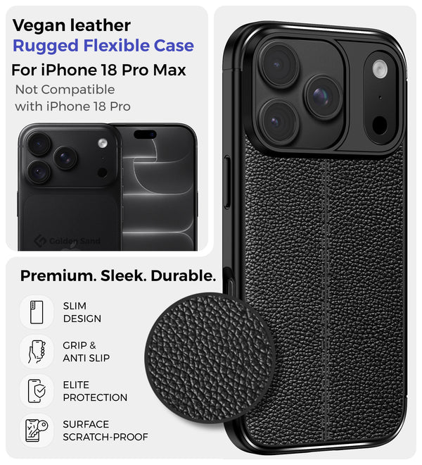 Apple iPhone 18 Pro Max 5G (6.9 inch) Back Cover | Vegan Leather Series, Black