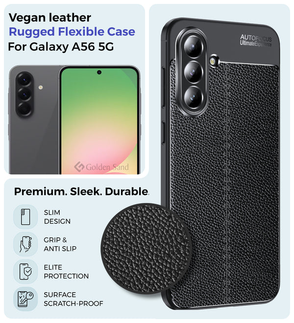 Samsung Galaxy A56 5G (6.7 inch) Back Cover | Vegan Leather Series, Black