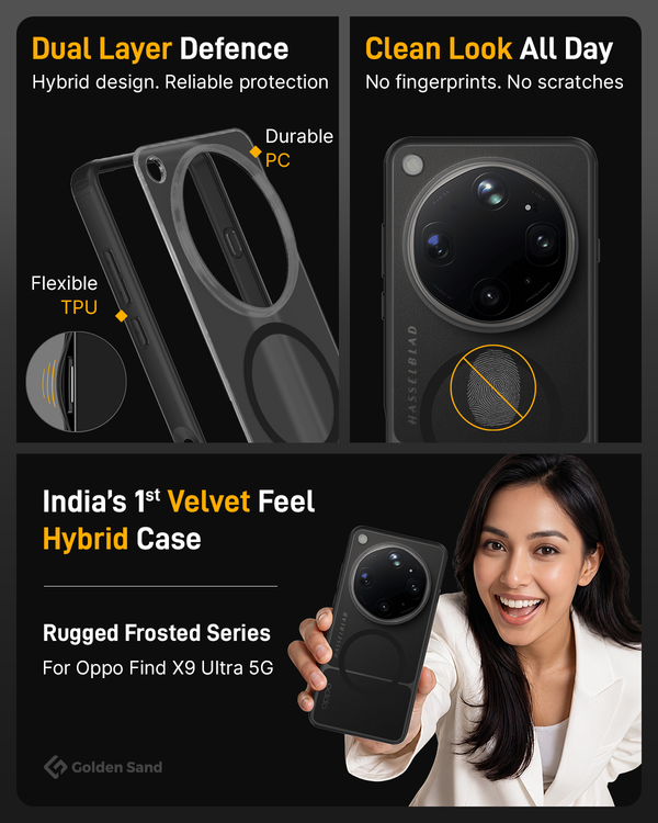 Pre Order, [Estimated Shipping Date: 17 June 2026], Oppo Find X9 Ultra 5G (6.82 inch) Back Cover | Rugged Frosted MagSnap Series, Tundra Black