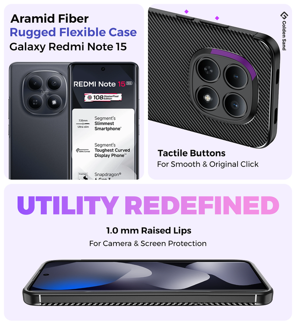 Redmi Note 15 5G (6.77 inch) Back Cover | Aramid Fiber Series, Black