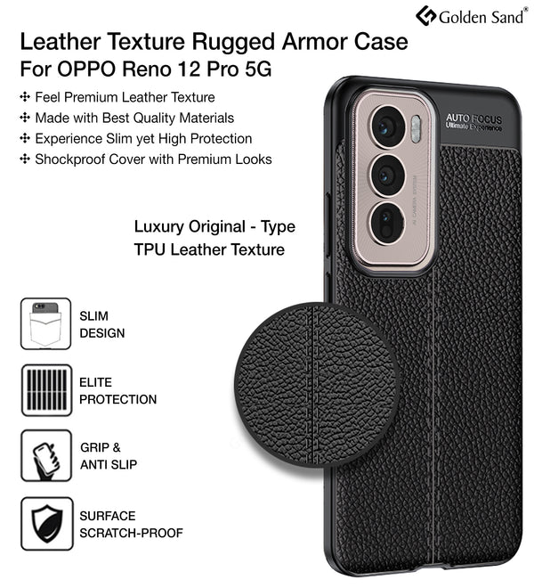 OPPO Reno 12 Pro 5G (6.7 inch) Back Cover | Vegan Leather Series, Black