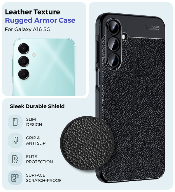 Samsung Galaxy A16 5G (6.7 inch) Back Cover | Vegan Leather Series, Black
