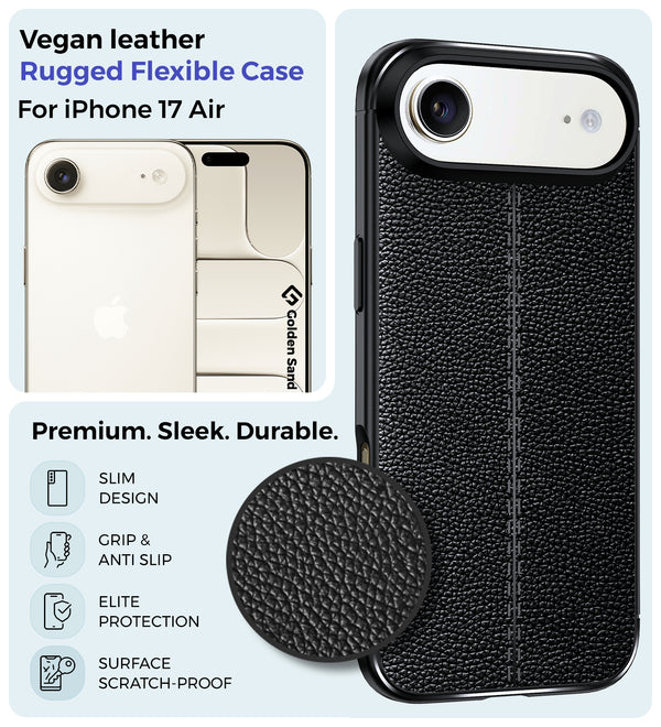 Apple iPhone Air, iPhone 17 Air 5G (6.9 inch) Back Cover | Vegan Leather Series, Space Black