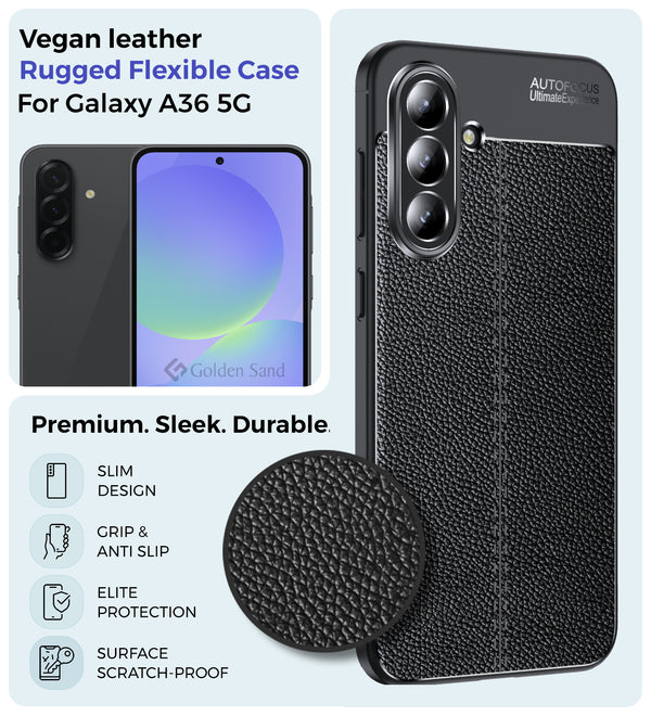 Samsung Galaxy A36 5G (6.7 inch) Back Cover | Vegan Leather Series, Black