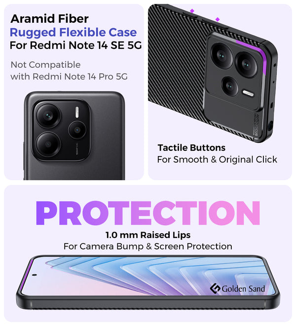 Redmi Note 14 SE 5G (6.67 inch) Back Cover | Aramid Fiber Series, Black