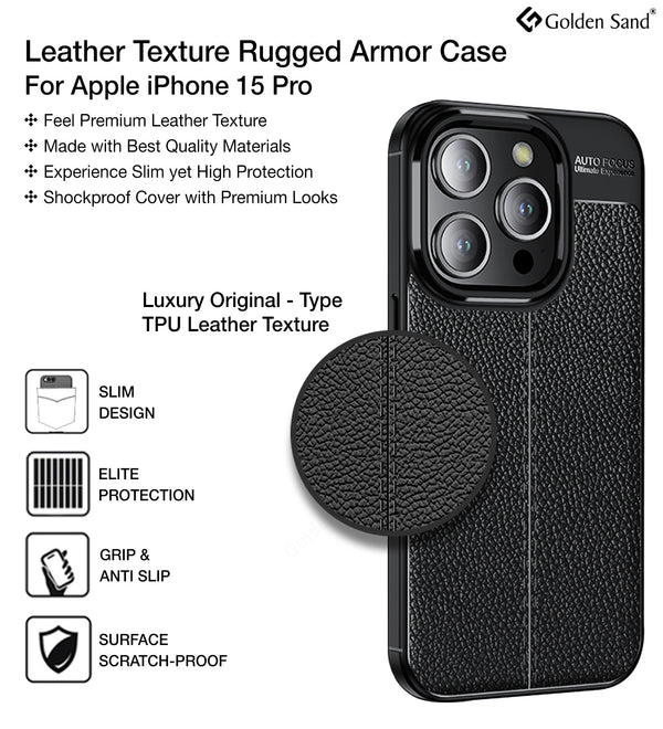 Apple iPhone 15 Pro (6.1 inch) Back Cover | Vegan Leather Series, Black