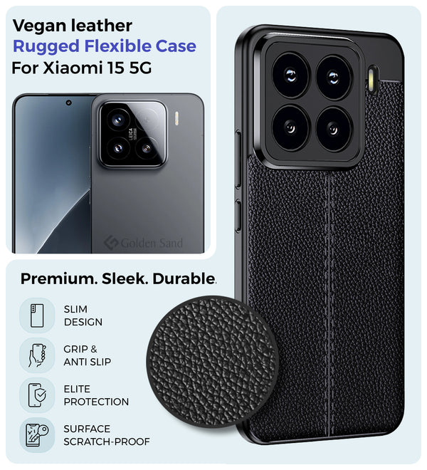 Xiaomi 15 5G (6.36 inch) Back Cover | Vegan Leather Series, Black
