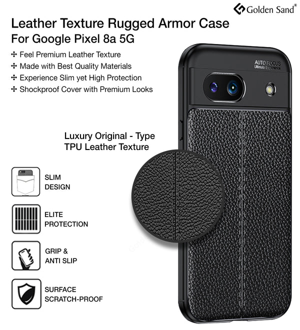 Google Pixel 8A 5G (6.1 inch) Back Cover | Vegan Leather Series, Black