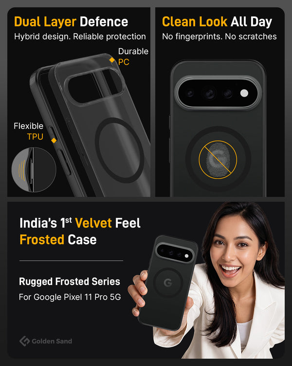 Google Pixel 11 Pro 5G (6.3 inch) Back Cover | Rugged Frosted MagSnap Series, Obsidian Black