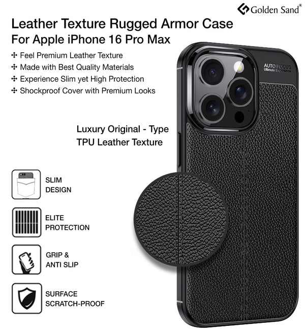Apple iPhone 16 Pro Max (6.9 inch) Back Cover | Vegan Leather Series, Black